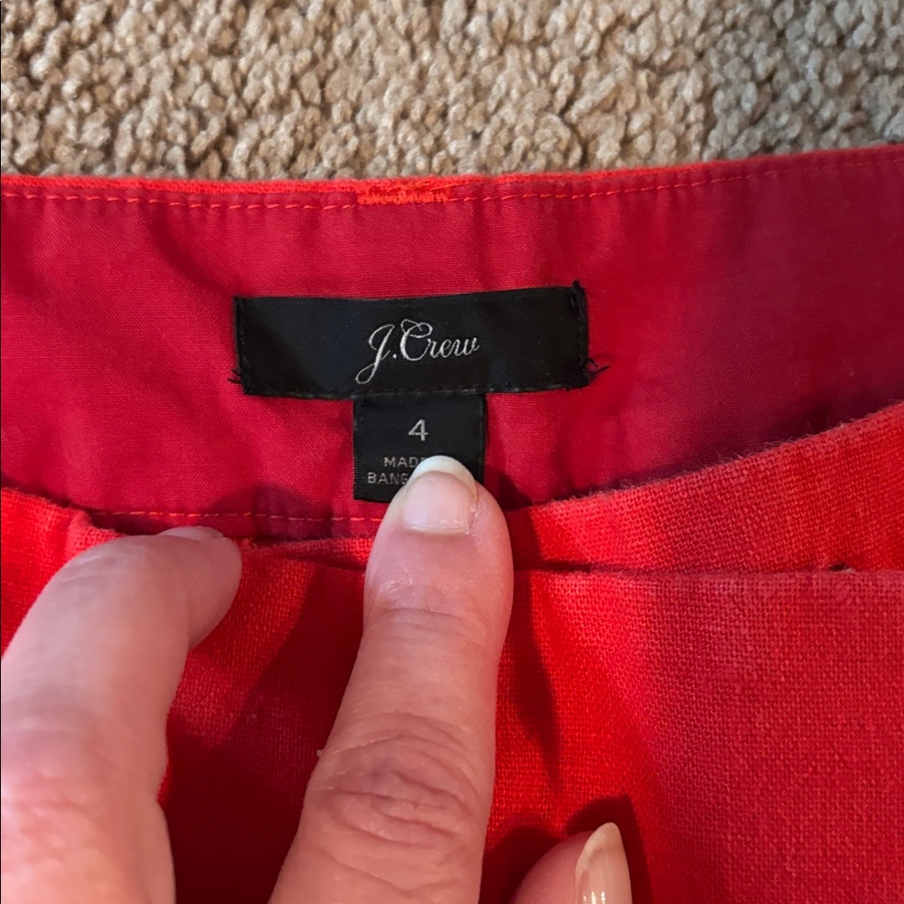 J. Crew Red Scallop-Hem High-Waist Shorts - Picture 2 of 3